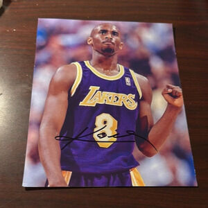 Lakers #8 NBA Jersey Photo Print with Signature Kobe Bryant